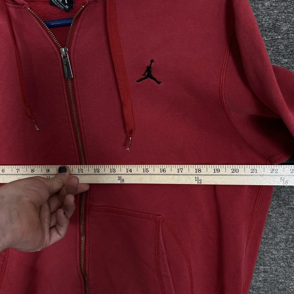 Jordan Hoodie Mens Medium Red Full Zip Air Jordan Jumpman Sweatshirt Distressed